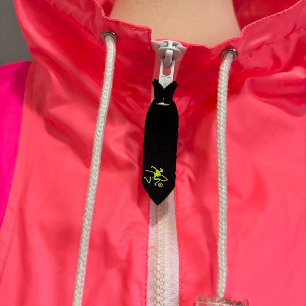 90s Ocean Pacific OP Neon Pink Windbreaker Pullover Half-Zip Jacket, Size M - Picture 2 of 8